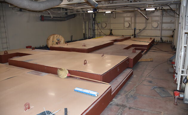 Platforms for seats that will form part of the ship’s theatre.