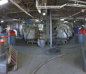In the centre background are two anchor/mooring ‘windlasses’ (winches) for hauling in the anchor chains or mooring lines.