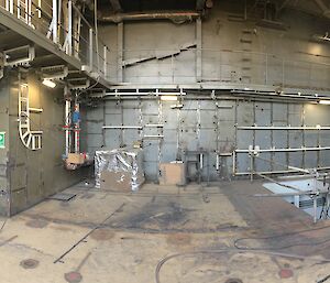 This panoramic image shows the CTD instrument hangar, which includes a moon pool.