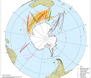 A map of continuous plankton recording tows in the Southern Ocean 1991–2016
