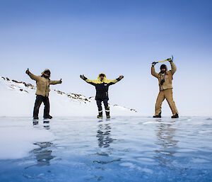 Australian Antarctic Program expeditioners at Browning Peninsula, near Casey research station.