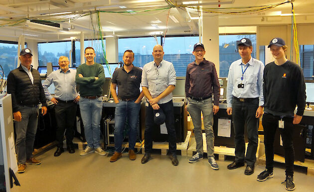 The Factory Acceptance Test team with representatives from Kongsberg Maritime, Damen, Serco and Mike Jackson (second left) from the Australian Antarctic Division.
