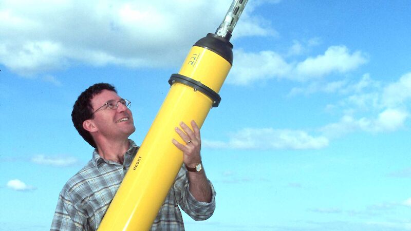 Scientist holding the Argo float