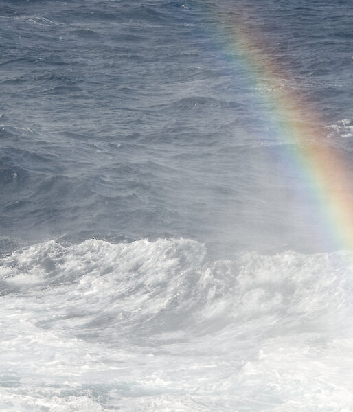 rainbow in sea spray