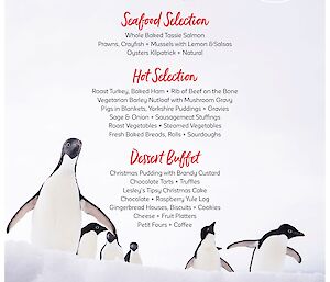 Christmas dinner menu 2018