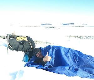 Tim in his bivvy bag