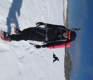 Mike coming along in the snow shoes.