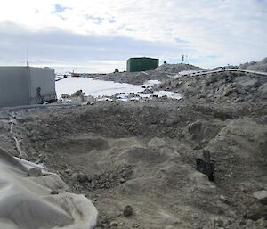 The contaminated area in the process of being excavated down to bedrock