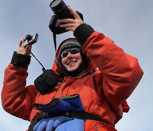 Expeditioner taking photographs