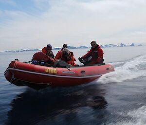 Boat travelling through the water at Windmill islands