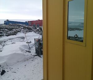 View to redshed and reflection of Newcomb bay