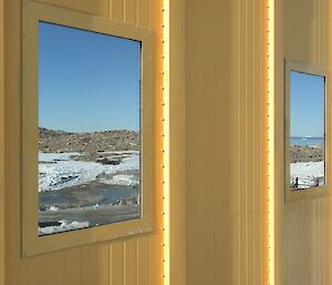 Reflection of quarry in window