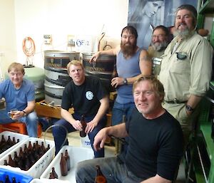 Expeditioners in the brewing room