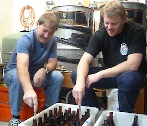 Expeditioners bottling beer