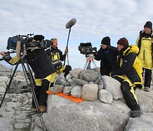 Scientists being interviewed by 60 Minutes