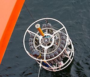 Marine science sensor equipment being deployed into the Southern Ocean