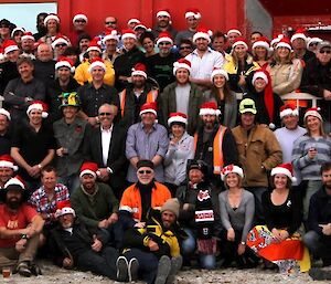 Casey community wearing Santa hats at Christmas