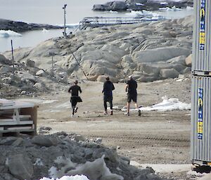 Heading down the gravel road to the wharf