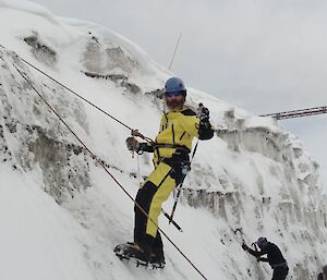 Seamus ice climbing