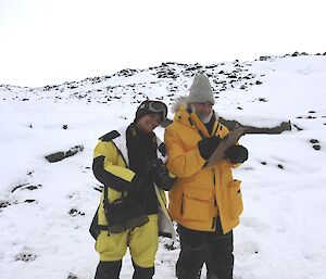 Karine & Andy preparing for work