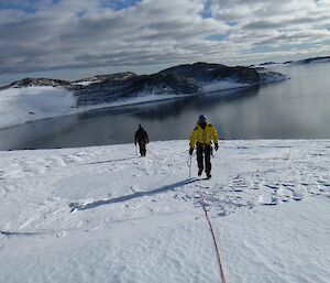 Roped up for crevasse travel