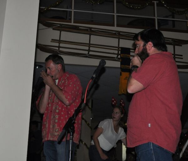 Tim and Jeb on the harmonicas