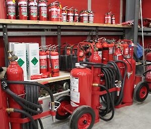 Fire extinguisher stock covering one wall