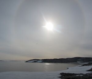 Cirrostratus cloud producing a perfect halo