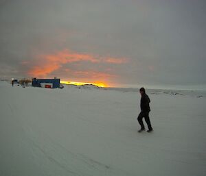 Relay for Life. An expeditioner watches the sun set