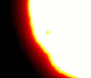 The transit of Venus from Casey Station shows a spot on the left side of the sun