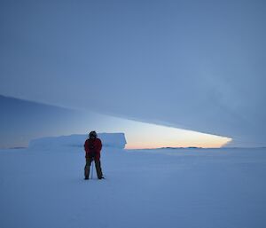 Cam having a go on the drill under some spectacular skies and an odd angular cloud formation