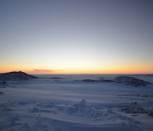 Mid afternoon sunset out on the sea ice (landscape)