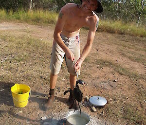 Mike Kennard cooking mud crab back in Australia