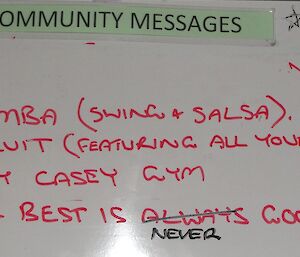 Casey Gym advertisement on the notice board in the mess