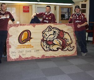 State of Origin on station 2012. Mechanical Services Supervisor (PI) Jason, flanked by Senior Diesel Mechanics Mike and Cam showing their support for the home team