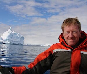 Jamie Lowe on an iceberg cruise in Antarctica