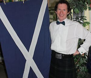 Stuart, sartorially elegant for the evening in his kilt at midwinter dinner