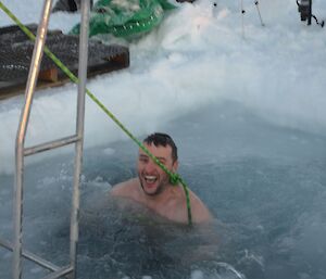 Jason Blackwell during midwinter swim