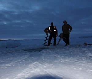 Dan and Jason, preparing the swimming hole for the midwinter swim