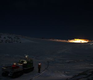 Craig checking the fuel transfer line at Casey