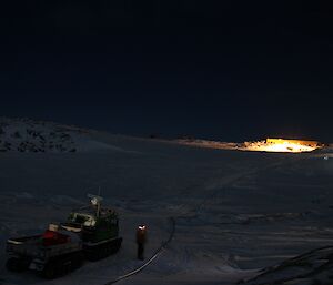 Craig checking the fuel transfer line at Casey