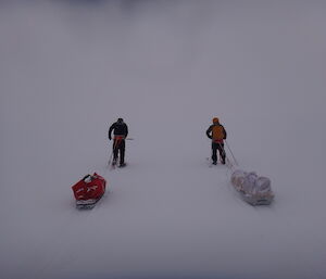 Craig and Gav in whiteout on Penney Bay