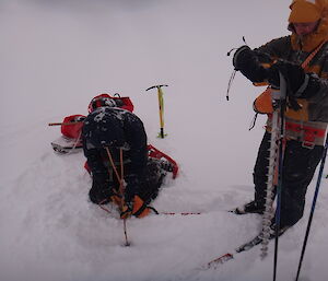 Craig and Gav measuring the ice thickness in Penney Bay