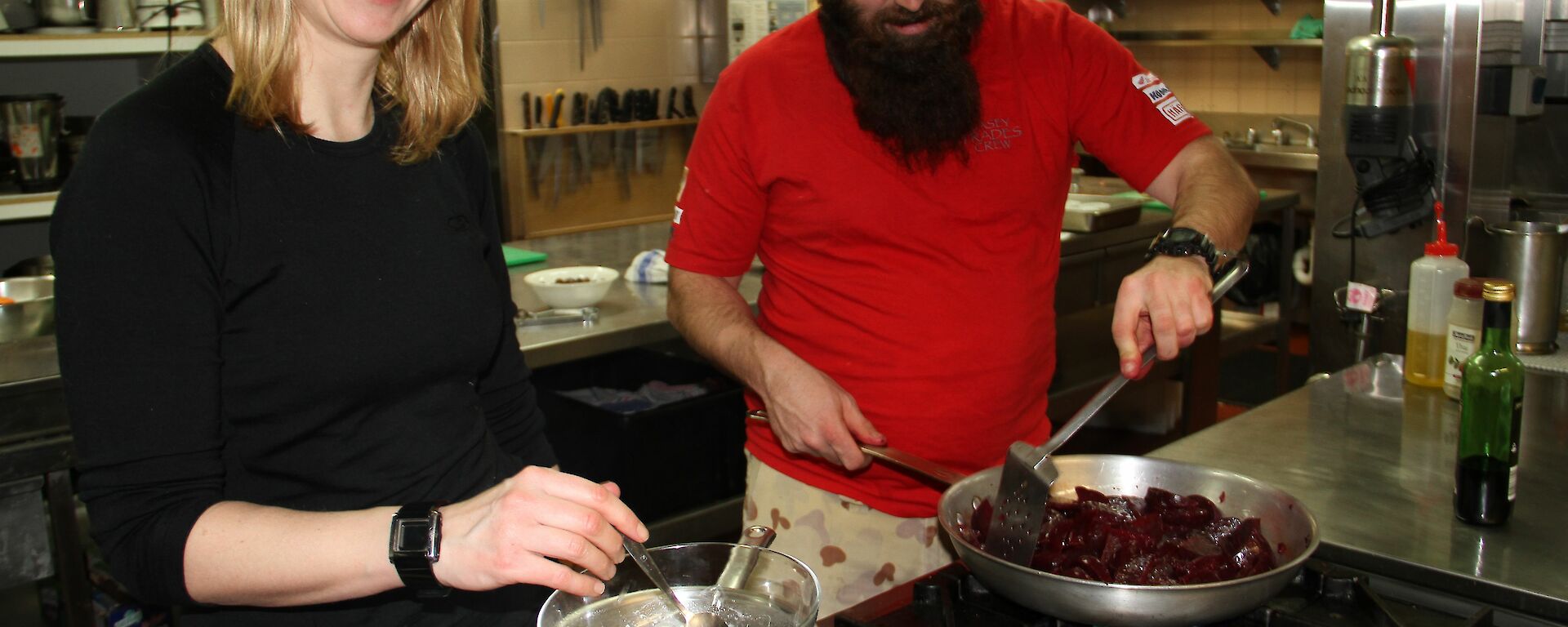 Bri and Jeb cooking at Casey