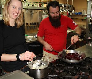 Bri and Jeb cooking at Casey