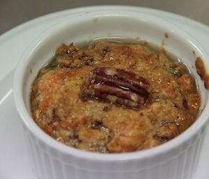 Carrot, ginger and pecan pudding