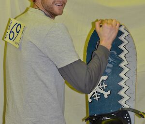 Mike with his snowboard