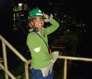 Sheri as doctor on construction vessel