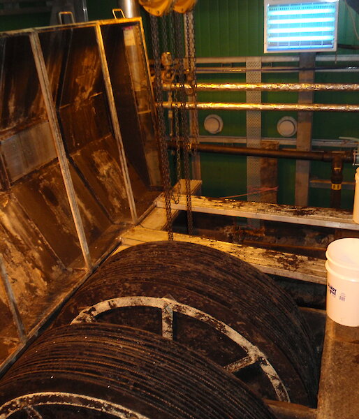 Macerating discs at the waste treatment plant