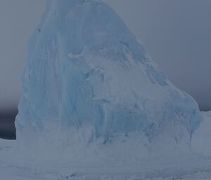 A small berg trapped in the sea ice for the winter